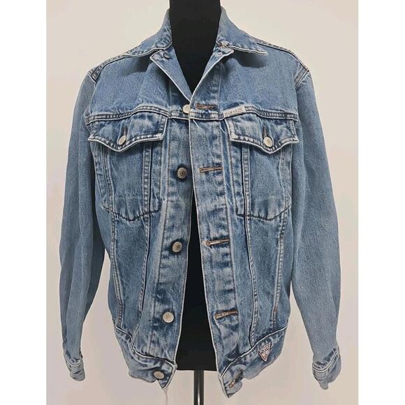 Guess Other - Vintage Guess‎ Denim Jean Trucker Jacket  Small USA Made Type III Style 10807